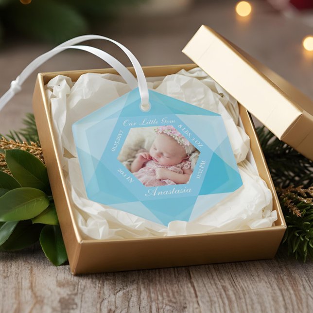 Unser kleines Gem Dezember Birthstone Baby Birth S Ornament Aus Glas (Our Little Gem December Birthstone Baby Birth Stat Glass Ornament)