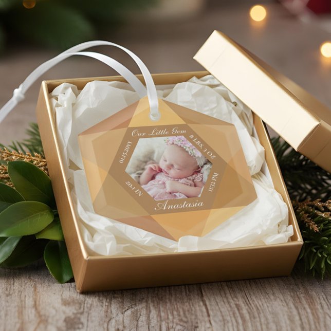 Unser kleines Gem November Birthstone Baby Birth S Ornament Aus Glas (Our Little Gem November Birthstone Baby Birth Stat Glass Ornament)