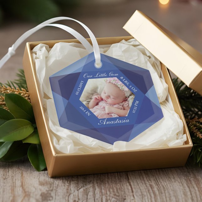 Unser kleines Gem September Birthstone Baby Birth Ornament Aus Glas (Our Little Gem September Birthstone Baby Birth Glass Ornament)
