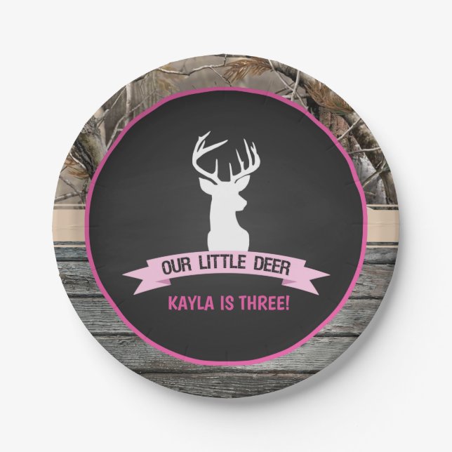 Unser kleines Hirschplättchen - Mädchen Pappteller (Vorderseite)