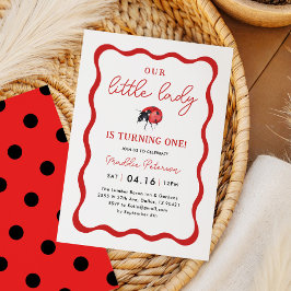 Unser kleines Ladybug Mädchen 1. Geburtstag Party Einladung