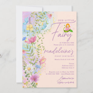Unser kleines Mädchen Wildblumen 1. Geburtstag Einladung