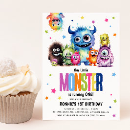 Unser kleines Monster 1. Geburtstag Party Einladun Einladung