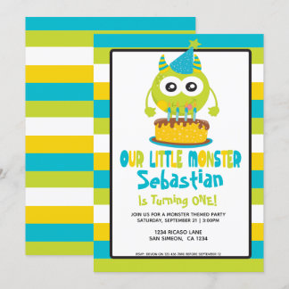 Unser kleines Monster bunter Spaß zum Geburtstag Einladung