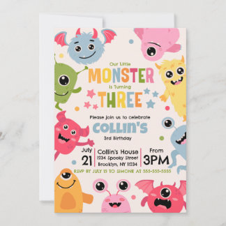 Unser kleines Monster dreht drei Einladung