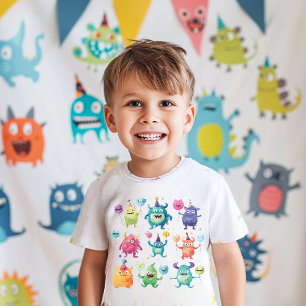 Unser kleines Monster   Drei farbige Monster Kleinkind T-shirt