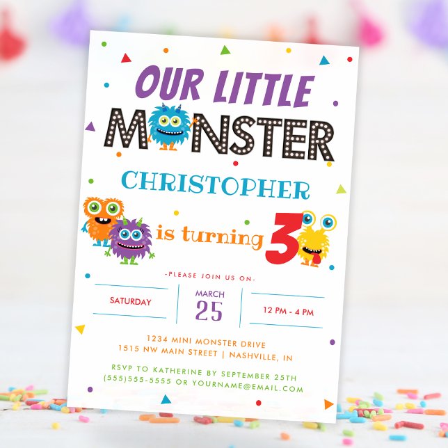 Unser kleines Monster Niedlich Kindergeburtstag Pa Einladung (Our Little Monster Cute Kids Birthday Party Invitation)