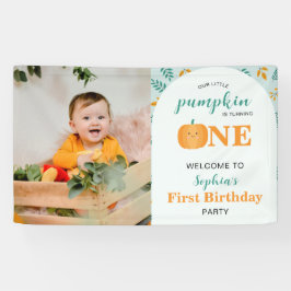 Unser kleines Pumpkin Fall Custom Foto Geburtstag Banner