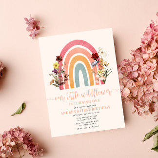 Unser kleines Rainbow Girl 1. Geburtstag Einladung