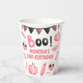 Unser kleines, rosa Mädchen Halloween zum Geburtst Pappbecher