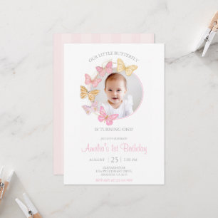 Unser kleines Schmetterlingspink Lila Mädchen 1. G Einladung