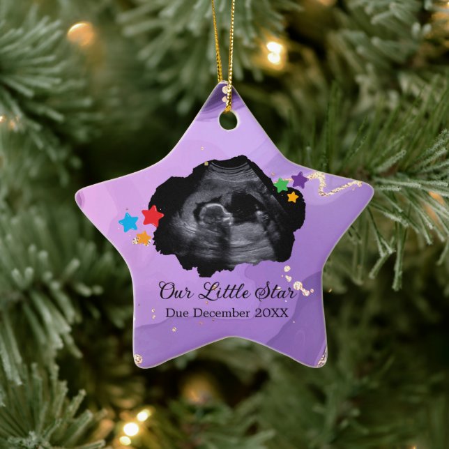 Unser kleines Star Baby Ultraschall Sonogramm Keramik Ornament (Baum)