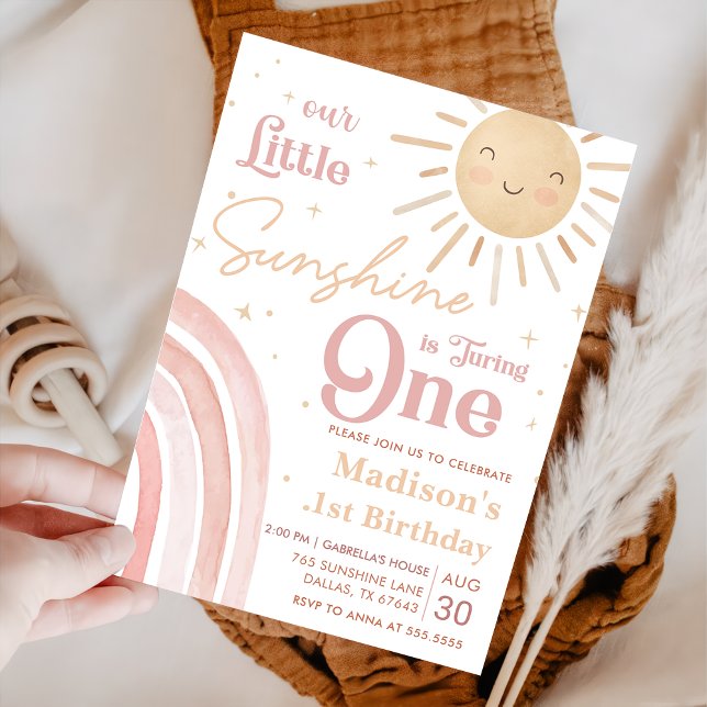 Unser kleines Sunshine Rainbow Girl 1. Geburtstag Einladung (Von Creator hochgeladen)