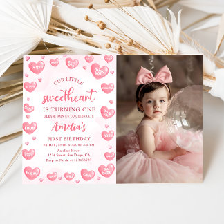 Unser kleines Sweetheart Valentine Birthday Foto Einladung