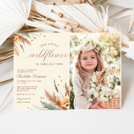 Unser kleines Wildblume 2. Geburtstag Party Foto Einladung
