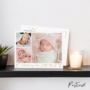 Unser kleines Wunderkind Gold Star 3 Fotos Baby Ankündigungspostkarte