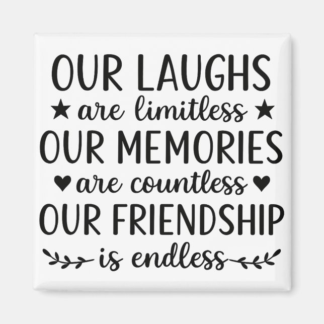 Unser Lachen ist grenzenlos Freundschaft Zitat Magnet (Vorne)