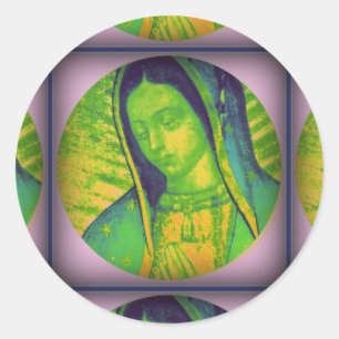UNSER LADY DER GUADALUPE-PRAY FÜR UNS RUNDER AUFKLEBER