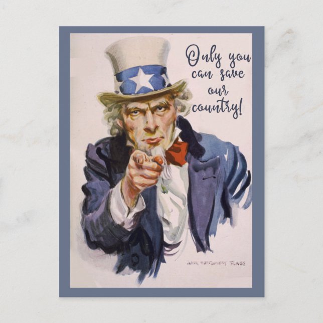 UNSER LAND retten Onkel Sam POSTCARDS für Wähler Postkarte (Vorderseite)