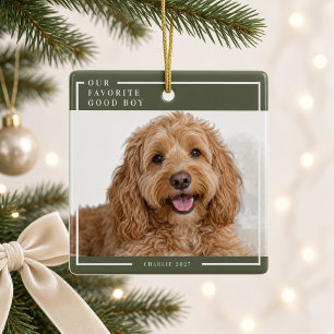 Unser Lieblings-Guter-Junge-Hund Weihnachts-Foto-O Keramikornament