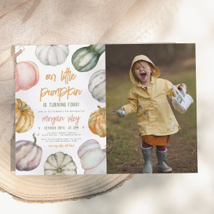 Unser Little Pumpkin Boho Fall Birthday Party Foto Einladung