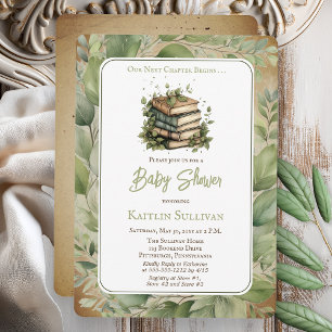 Unser nächstes Kapitel beginnt Bücher Baby-Party Einladung