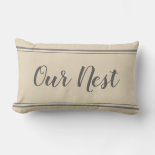 Unser Nest Grau und Beige Kissen