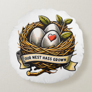 Unser Nest hat die familiäre Liebe wachsen lassen Rundes Kissen