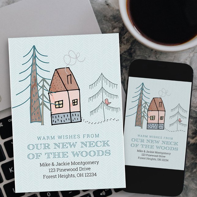 Unser neuer Nacken der Woods Moving Ankündigung (new neck of the woods moving announcement card available printed or as printable digital download)