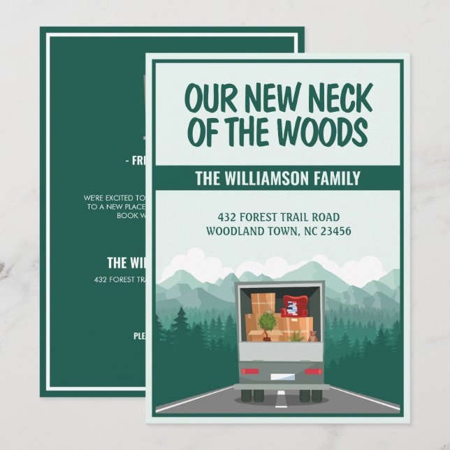 Unser neuer Nacken des Wald, der sich in den grüne Ankündigung (Vorne/Hinten)