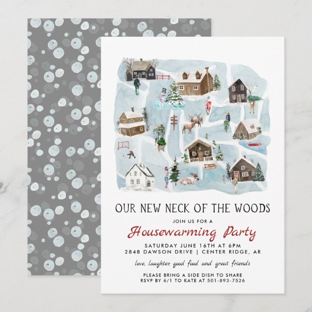 Unser neuer Nacken des Woods Housewarming-Party Einladung (Vorne/Hinten)