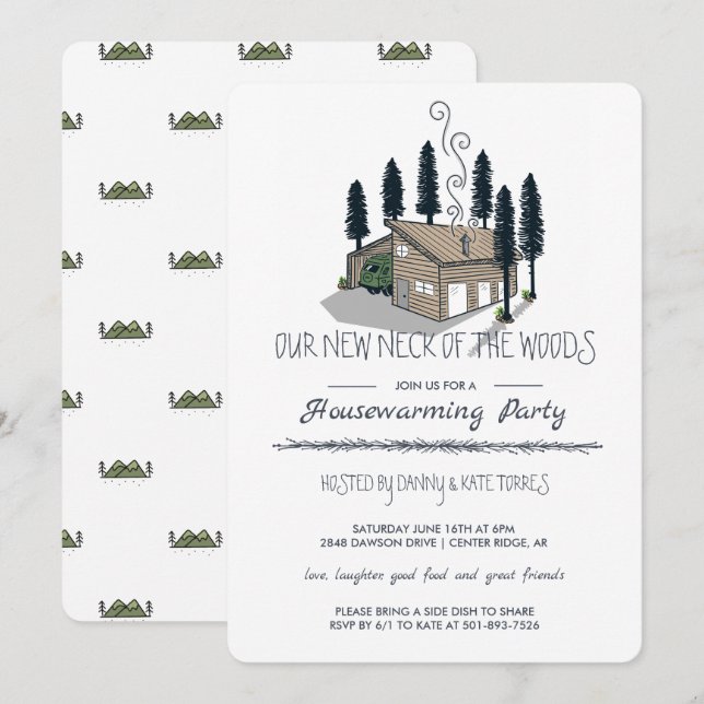Unser neuer Nacken des Woods Housewarming-Party Einladung (Vorne/Hinten)
