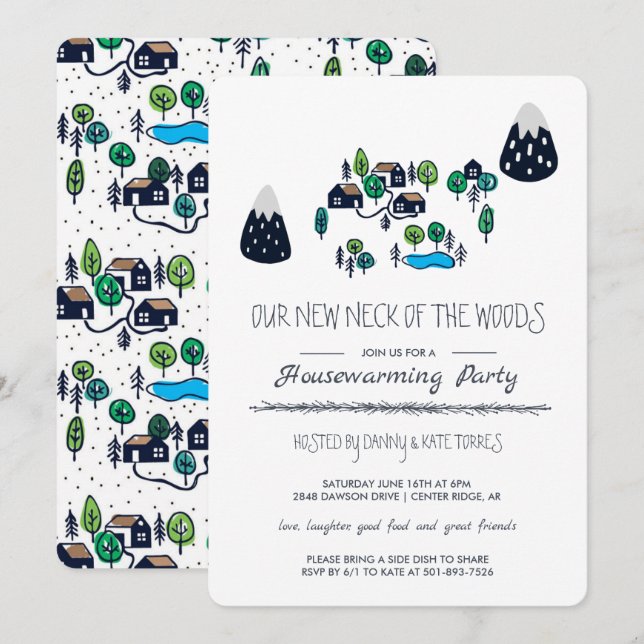 Unser neuer Nacken des Woods Housewarming-Party Einladung (Vorne/Hinten)
