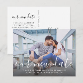 Unser neues Date Handgeschriebenes Skript Hochzeit Ankündigungspostkarte