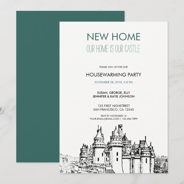 Unser neues Zuhause ist unser Schloss Einladung (Vorne/Hinten)