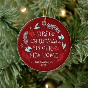 Unser neues Zuhause-Personalisiertes Geschenk für  Keramik Ornament