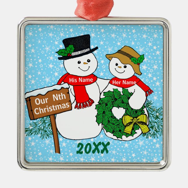 Unser Nth Weihnachten Silbernes Ornament (Vorne)