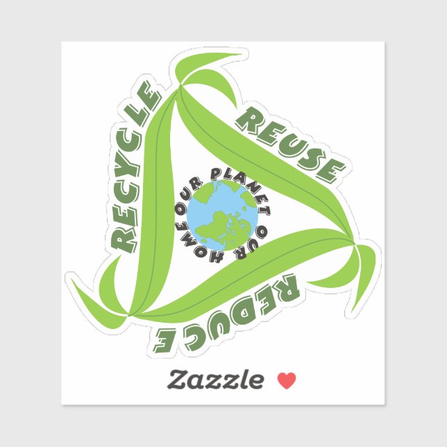 "Unser Planet, unsere Zuhause" Recycelte, wiederve Aufkleber (Blatt)