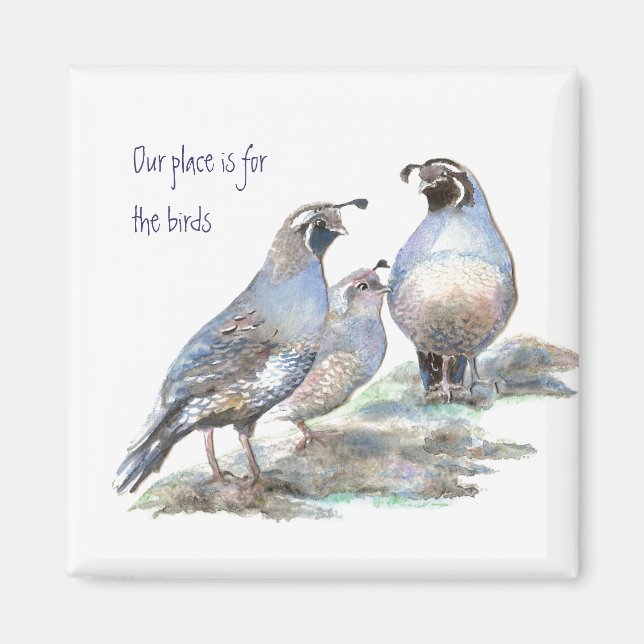 Unser Platz ist für Vögel, California Quail Magnet (Vorne)