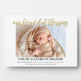 Unser schönes Segen Baby Birth Elegant Gold Fotoplatte