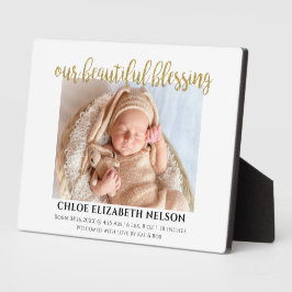 Unser schönes Segen Baby Birth Elegant Gold Fotoplatte
