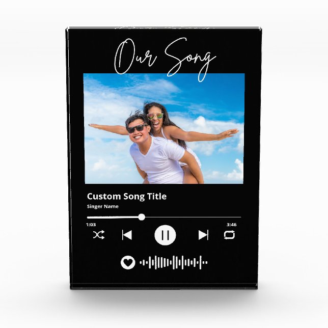 Unser Song Wedding Music Scannable Code Fotoblock (Vorderseite)