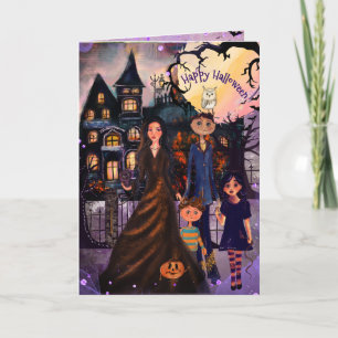 Unser Spuk Zuhause-Monster-FamilienHalloween Karte