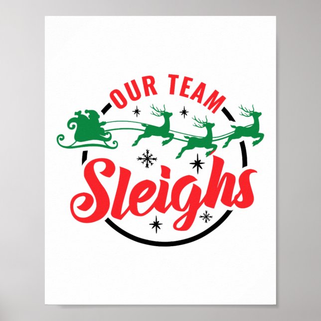 Unser Team Sleighs Weihnachtsfamilie Pajama Xmas H Poster (Vorne)