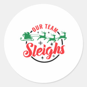 Unser Team Sleighs Weihnachtsfamilie Pajama Xmas H Runder Aufkleber