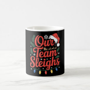 Unser Team zieht Weihnachten Santa-Rentier-Lichter Kaffeetasse