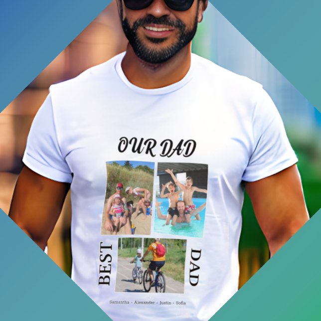 Unser Vater Best Vater Foto Collage personalisiere T-Shirt (Von Creator hochgeladen)