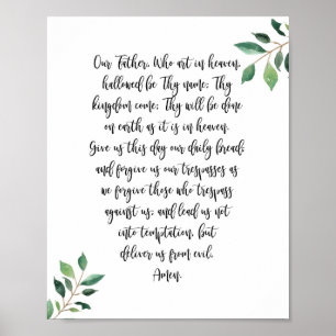 Unser Vater Christliches Gebet Druckkalligraphie Poster