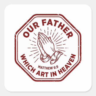 Unser Vater Herrengebet Matthäus 6:9 Roter Stempel Quadratischer Aufkleber