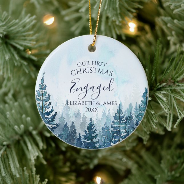 Unser Verlobter Pinienwald zu Weihnachten im  Foto Keramik Ornament (Baum)